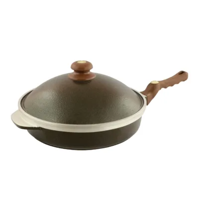 LAURYFORTE B-5200 SARTEN FUNDICION DE ALUMINIO CON MANGO C/TAPA 2.50 LTS COLOR BRONCE.