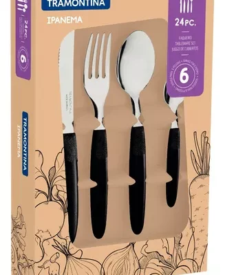 Tramontina ipanema juego 24 cubiertos color Negro