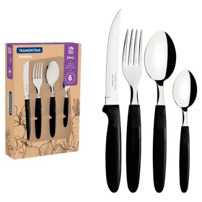 Tramontina ipanema juego 24 cubiertos color Negro