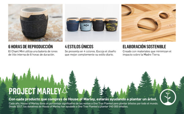 Marley em-ja007- parlante 6 hs de autonomia, con microfono y anillo bamboo - Imagen 3
