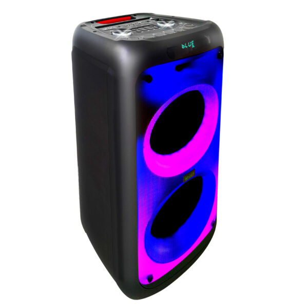 Gca sp-8218  parlante warrior 2 x 8  a batería, con luces rítmicas tipo flama