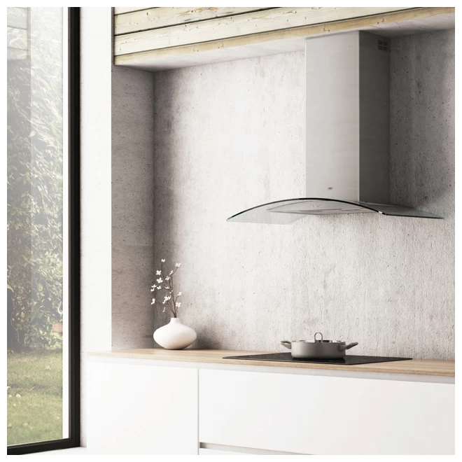 TST 260-60 campana de pared Lacar cristal curvo 60cm digital color acero. - Imagen 5