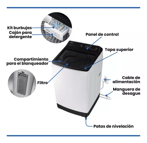 Samsung wa-85c5441bwubg carga superior inverter 8.5kg 700 rpm. white - Imagen 2