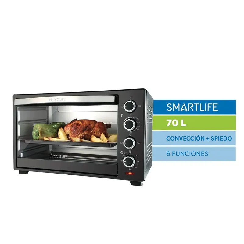 Smartlife sl-tor070pn horno electrico conveccion spiedo 70l 6 funciones - Imagen 2