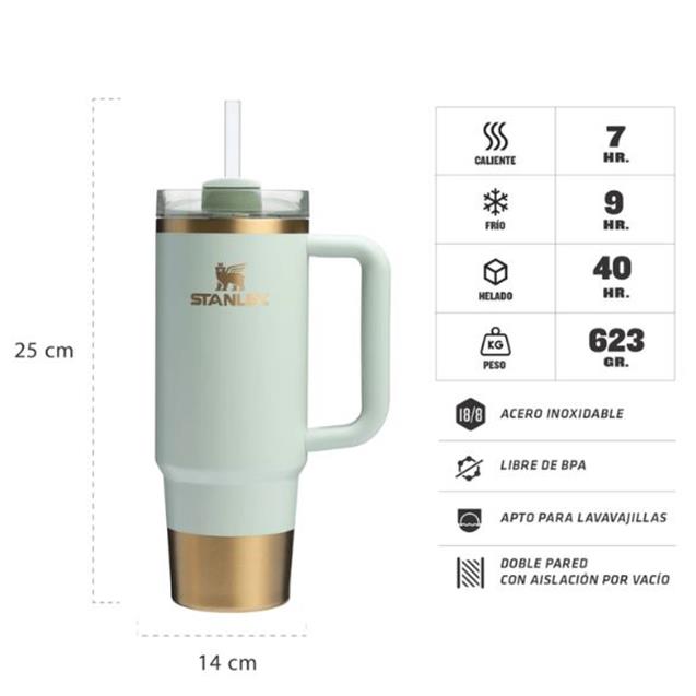 Stanley vaso quencher 887 ml Edición Limitada Gilded Celadon - Imagen 2