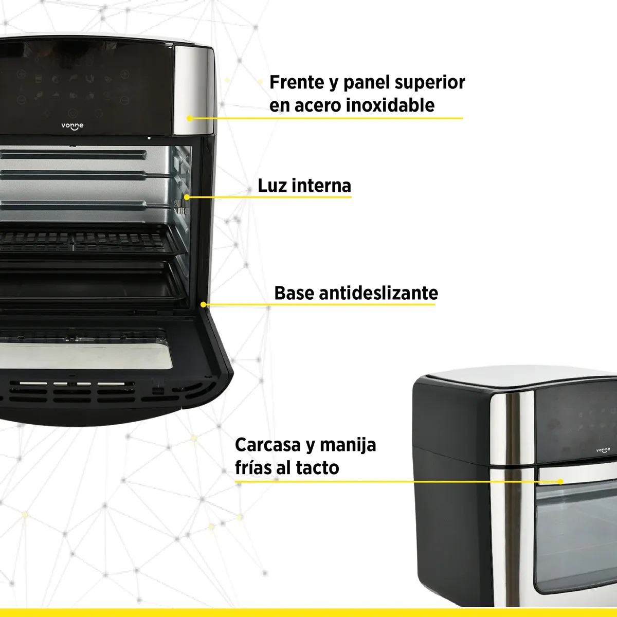 Vonne cfai-16ln horno con grill y freidora de aire sin aceite 16lts multifuncion. - Imagen 9