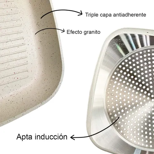Carol bifera antiadherente 27x27 con base de inducción granito crema (51902). - Imagen 6