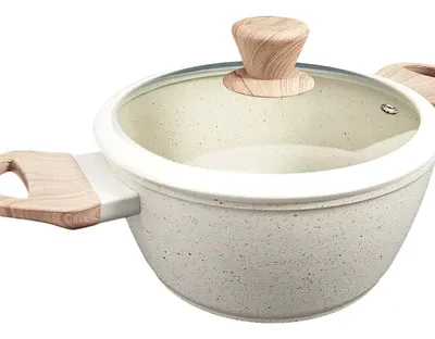 Carol cacerola antiadherente 18″ base de inducción granito crema (6718).