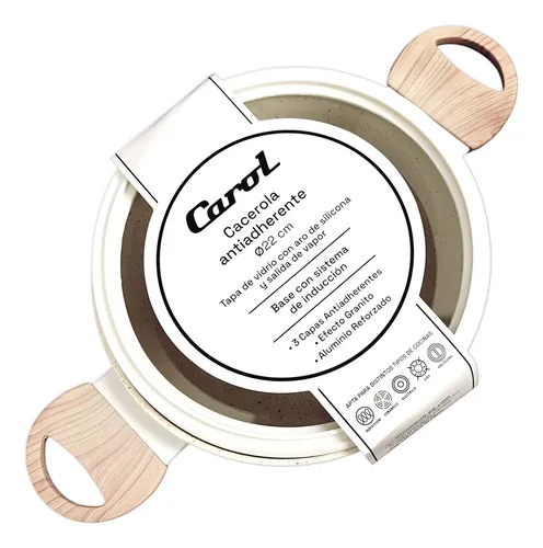 Carol cacerola antiadherente 20" base de inducción granito crema (6720). - Imagen 3