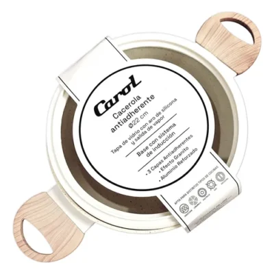 Carol cacerola antiadherente 18″ base de inducción granito crema (6718).