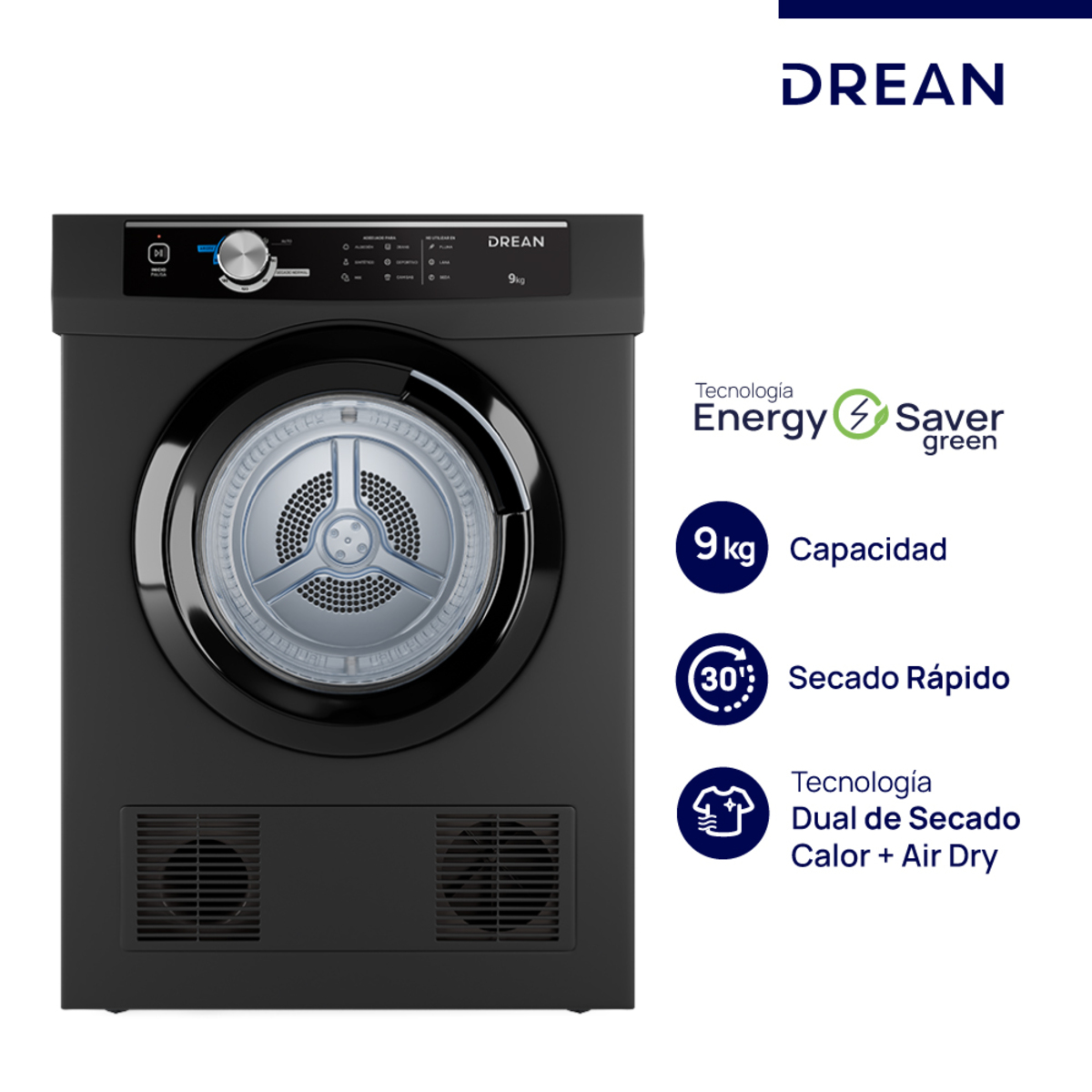 Drean sed090vgclo secarropa calor 9kg 1770w gris. - Imagen 8