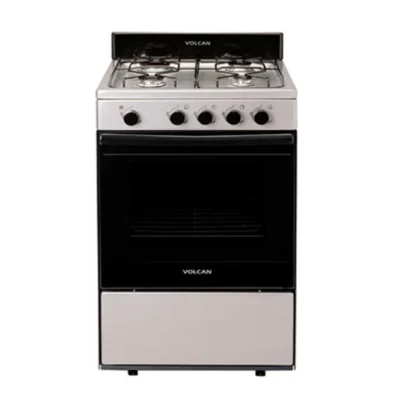 Volcan 87679v cocina 55 cm con visor, 4 hornallas, multigas, acero, sin parrilla, horno autolimpiante,