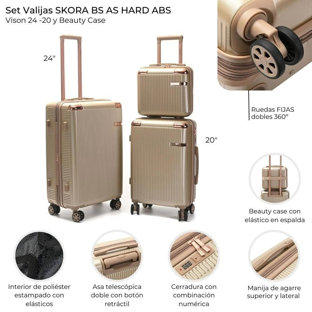 Skora beauty case rígido 14" con elástico para valija skora 20"/24" visón(39771) - Imagen 6