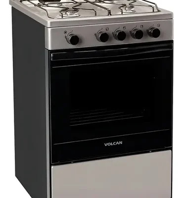 Volcan 87679v cocina 55 cm con visor, 4 hornallas, multigas, acero, sin parrilla, horno autolimpiante,