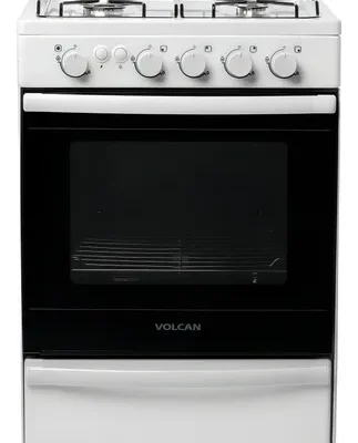 Volcan 87643v cocina 55 cm con visor, 4 hornallas, multigas, blanca, autolimpiante, con encendido.